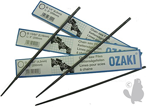 Ozaki - Kettensägenfeile .325 – runde Feile – Pflege und Schärfen – Durchmesser 4,5 mm (11/64 Zoll) – Länge 20 cm (8 Zoll) – Box mit 6 Feilen von Greenstar