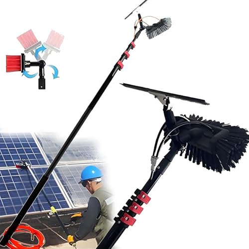 OzcNykt Photovoltaik-ReinigungsbüRste, Solarpanel-Fensterreinigungsstange, 3,6–12 M Teleskopstangen-Reinigungsset Mit Schaber, FüR Autos, Lkws, Wohnwagen 3.6M/12FT von OzcNykt