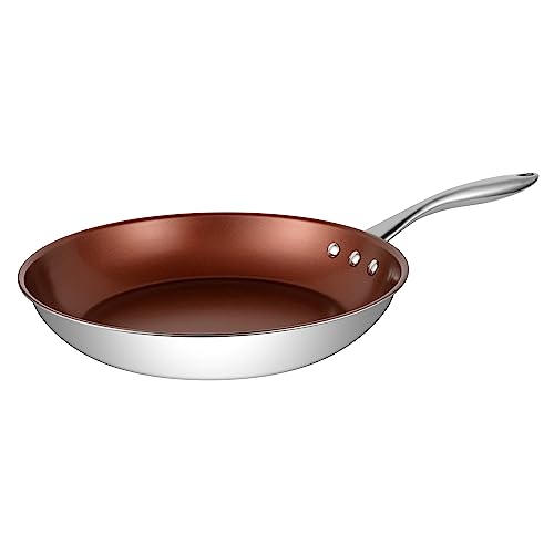 Edelstahl Pfanne Earth by Ozeri mit ETERNA® Antihaftbeschichtung ohne PFOA, induktionsgeeignet, Bronze Interior, (26 cm) von Ozeri