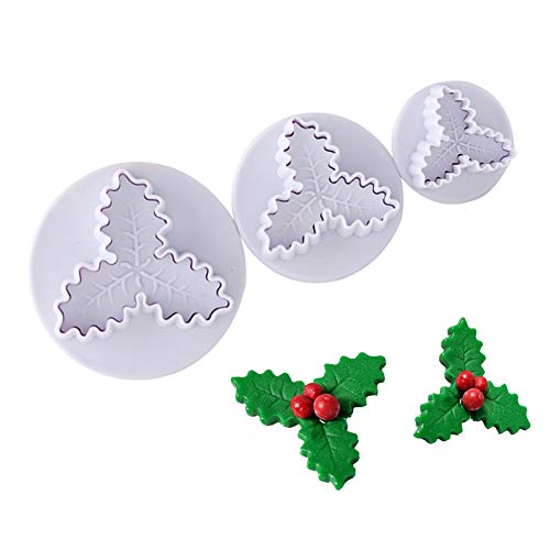 Ozgkee Blatt Weihnachten, Weihnachten Stechpalme Blatt Ausstecher Stechpalme Blätter Fondant Form Ausstecher Weihnachtsfeier Kuchen Cupcake Dekorieren Backwerkzeuge von Ozgkee