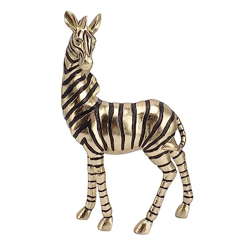 Ozgkee Harz-Zebra-Statuen, Goldfarben, Lebendige, rutschfeste, Kompakte, Simulierte Tierstatuen für die Heimdekoration von Ozgkee