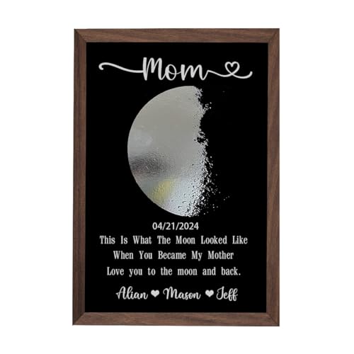 Individuelles Mondphasen-Kunst-Rahmenschild, personalisierbar, Holzrahmen, echter Geburtstag, Mondphasen-Druck, Fotorahmen, Plakette, Geschenke für Mutter, Oma, Muttertag, Geburtstag, Jahrestag, Individuelles Mondphasen-Kunst-Rahmenschild, personalisierbar, Holzrahmen, echter Geburtstag, Mondphasen-Druck, Fotorahmen, Plakette, Geschenke für Mutter, Oma, Muttertag, Geburtstag, Jahrestag, von Ozinna