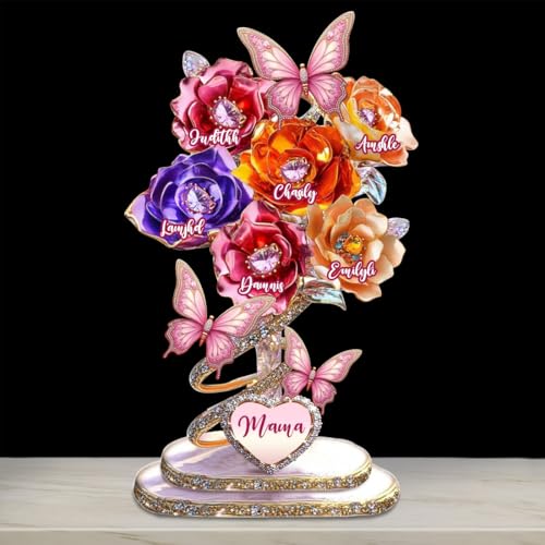 Jede Rose hält ein Stück Ihres Herzens, Acrylschild mit 3D-Effekt, Blume, mit Kindernamen, personalisierbar, Acrylschild, Gartengeschenk für Mutter, Oma zum Muttertag, Geburtstag (dickes Acryl - 01) von Ozinna