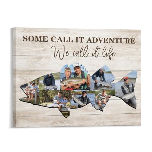 Ozinna Angler Geschenke Personalisiert,Fotocollage Leinwandbild Fisch Collage mit eigenen Fotos,Geburtstagsgeschenk für Angler Männer Papa Opa,Wanddekoration für Wohnzimmer Schlafzimmer Ozinna Angler Geschenke Personalisiert,Fotocollage Leinwandbild Fisch Collage mit eigenen Fotos,Geburtstagsgeschenk für Angler Männer Papa Opa,Wanddekoration für Wohnzimmer Schlafzimmer von Ozinna