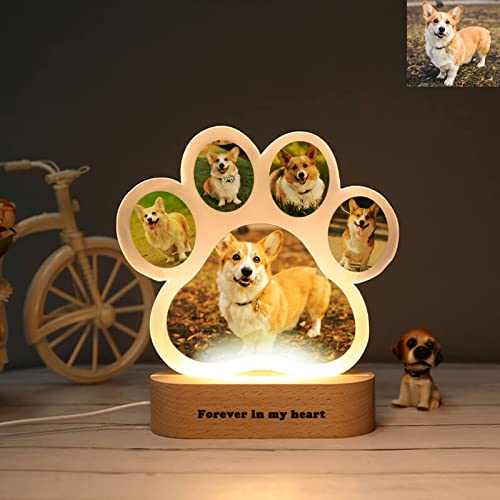 Ozinna Personalisierte Hund Pfote Nacht Lichter benutzerdefinierte Foto Hund Lampe Acrylbrett Nachtlicht Dekor Haustier Gedenkgeschenke für Haustier Hundeliebhaber (Hundepfote 4) von Ozinna