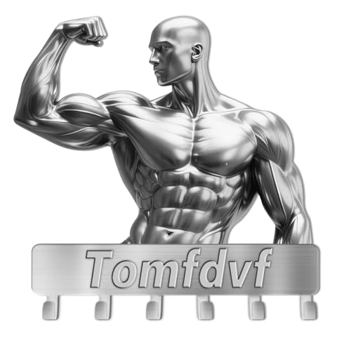 Ozinna Personalisierte Muskelmann-Wandhaken, individueller Name, Metall-Schlüsselaufhänger, Wandhalterung, Kleiderhaken, Schlüsselhalter für Eingangsbereich, Badezimmer, Tür (Muscular Man 3) von Ozinna