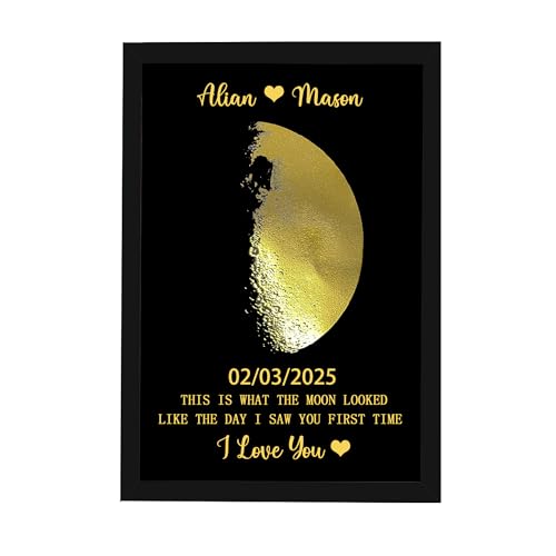 Ozinna Personalisierter Paar Mondphasen-Bilderrahmen, benutzerdefinierter Mond mit Paarnamen und besonderem Datum, Nacht, wir trafen Jubiläum, Mondphasen-Geschenke für Paare, Valentinstag, Hochzeiten Ozinna Personalisierter Paar Mondphasen-Bilderrahmen, benutzerdefinierter Mond mit Paarnamen und besonderem Datum, Nacht, wir trafen Jubiläum, Mondphasen-Geschenke für Paare, Valentinstag, Hochzeiten von Ozinna