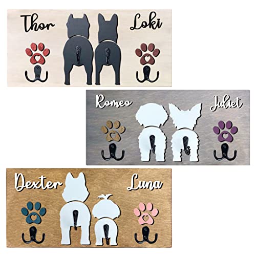 Ozinna Personalisierte Hundeleine-Halter für Wand Hundeleine Schlüsselhalter Individuelle Leinenhalter Wandhalterung für Eingangsbereich Bauernhaus Hundeartikel Aufbewahrungs-Organize (Stil 4) von Ozinna