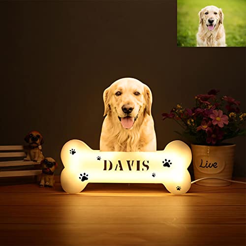 Personalisierte Hundepfoten-Nachtlichter, benutzerdefinierte Foto-Hundelampe, Acrylplatte, Nachtlicht-Dekoration, Haustier-Gedenkgeschenke für Haustier-Hundeliebhaber (3D-Weiß) von Ozinna