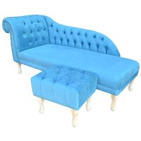 Chesterfield Chaiselongue Chaise Sofa Stilvoll + Fußhocker von OzziDesign