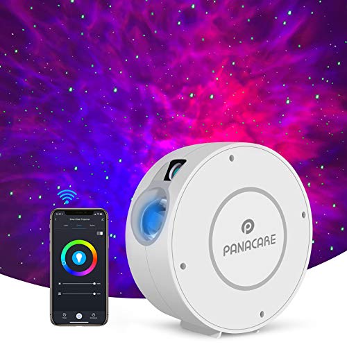Panacare LED Sternenhimmel Projektor, WLAN Galaxy Projektor Sternenlicht Nachlicht Farbwechsel/Timer/Alexa Home Sprachsteuerung, Sternprojektor Nachlicht für Kinder Party Geschenk, App Control von P PANACARE
