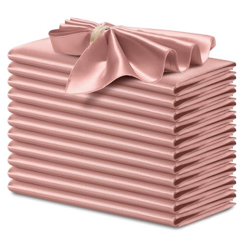 P Pothuiny 12 Stück quadratische Satin-Servietten, weiche, glatte, seidige Rotgold-Satin-Servietten, 43.2x43.2 cm, Tischservietten für Hochzeit, Bankett, Party, Abendessen, Thanksgiving, Weihnachten P Pothuiny 12 Stück quadratische Satin-Servietten, weiche, glatte, seidige Rotgold-Satin-Servietten, 43.2x43.2 cm, Tischservietten für Hochzeit, Bankett, Party, Abendessen, Thanksgiving, Weihnachten von P Pothuiny