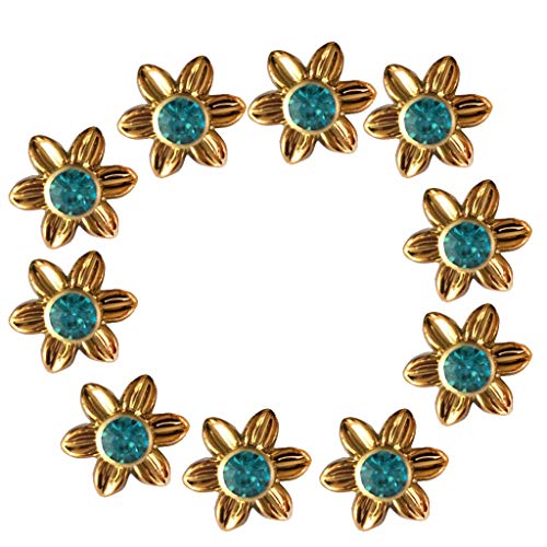 10 Pcs Blume Strass Nieten Ziernieten Schmucknieten Hohlnieten DIY Rundnieten Set - Grün von P Prettyia