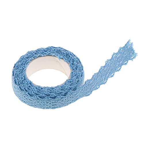 2 Yards 15mm Stoff Selbstklebende Spitzenband Spitze Dekoband Spitzen Tape Schleifenband - Blau von P Prettyia