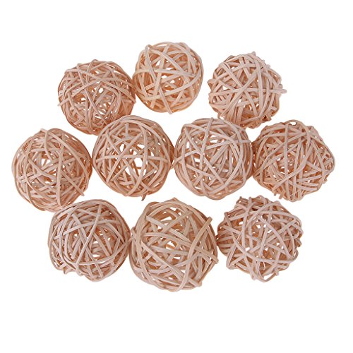 P Prettyia 15 Teile/Satz Natur Deko Kugel Set Kugeln Tischdeko Dekokugel Weide Naturdeko Rattan - Natürlich, 5 cm von P Prettyia