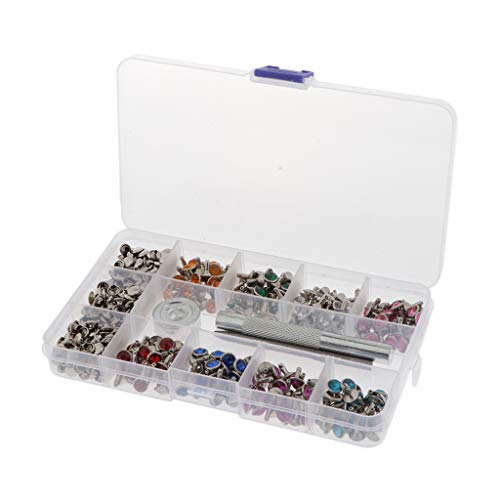 240 Stück 7mm Ziernieten Crystal Strass Nieten Strassnieten Schmucknieten Gothic Punk mit Fixing Tool für Möbel, Kleidung oder Lederhandwerk von P Prettyia