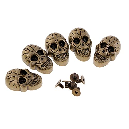 P Prettyia 5 Stück Punk Schädel Nieten Ziernieten Schmucknieten Totenkopf Dekonieten Set Verzierung - Bronze, 21x15mm von P Prettyia