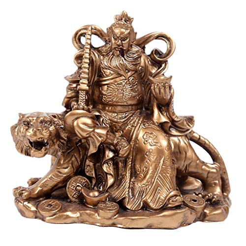 P Prettyia Feng Shui Statue Figuren Figurine Gott Tsai Shen Yeh sitzend auf Tiger Figur Skulptur, Einweihungs Congratulatory Geschenk, Hauptdekorationen Zubeör von P Prettyia