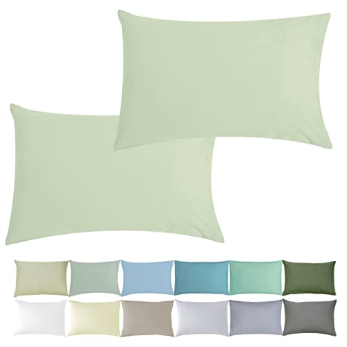 P'tit Basile - Kissenbezug 35x40 cm - 2er Pack Baby Kopkissenbezüge Für Babywiege - Mandelgrün - 100% Bio-Baumwolle 57 Fäden/cm² ohne schädliche Substanz - Für Kinder Bett 60x120 70x140 cm von P'tit Basile