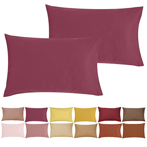 P'tit Basile - Kissenbezug 40x60 cm - 2er Pack Baby Kopkissenbezüge Für Babywiege - Weinrot - 100% Bio-Baumwolle 57 Fäden/cm² ohne schädliche Substanz - Für Kinder Bett 60x120 70x140 cm von P'tit Basile