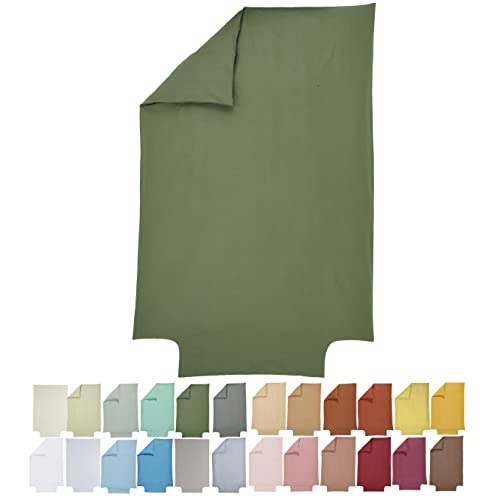 P'tit Basile - Baby Bettbezug für 75x120 cm 80x120 cm Bettdecke - 100% Bio-Baumwolle schadstoffgeprüft - 57 Fäden - Khaki Grün- Ideal Babybett 60x120 cm o 70x140 cm - Wiege Tragetasche Körbchen von P'tit Basile