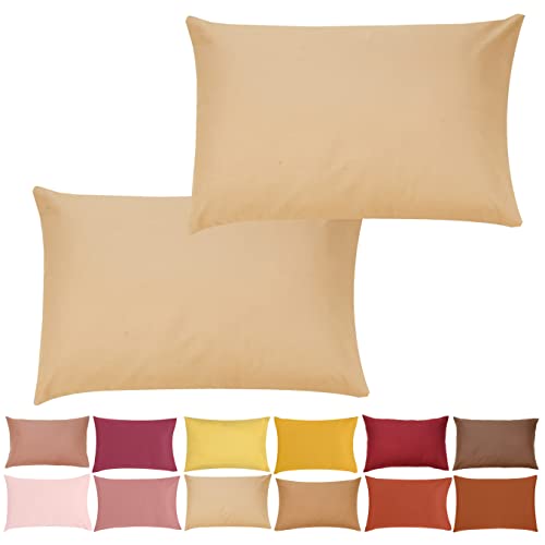 P'tit Basile - Kissenbezug 35x40 cm - 2er Pack Baby Kopkissenbezüge Für Babywiege - Beige Ton - 100% Bio-Baumwolle 57 Fäden/cm² ohne schädliche Substanzen - Für Kinder Bett 60x120 70x140 cm von P'tit Basile