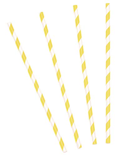 Papierstrohhalme 10er Set 19cm Trinkhalme Einweg Cocktail Strohhalme Getränke Deko Partyzubehör/PartyDeco SPP1-084 - Papierstrohhalme - gelb/weiß gestreift - 19,5cm (1 VPE / 10 Stk.) von PartyDeco
