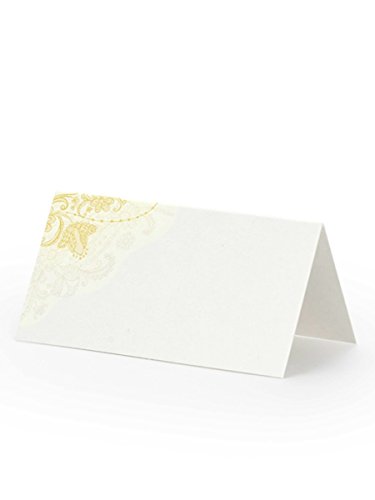 Tischkarten Ecke weiß-gold, 8,5 x 4,5 cm, 25 Stück von PartyDeco