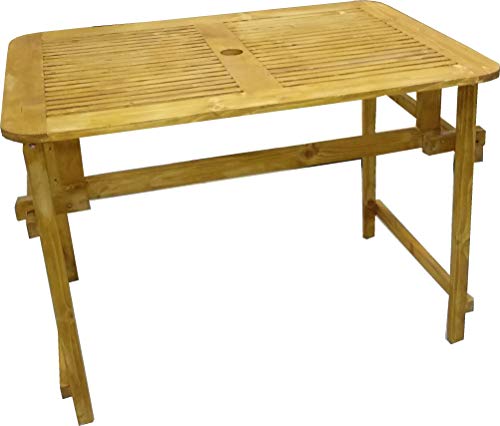P&J Klappbarer Gartentisch aus Holz, auch zum Picknick geeignet (99x79 cm, gelbe Walnuss) von P&J