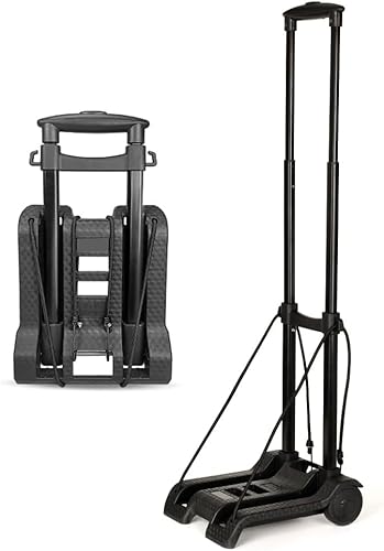 Faltbarer Gepäckwagen mit 2 elastischen Seilen, 35 kg tragbare Sackkarre, 2-Räder, ideal für Reisen, Umzug, Einkaufen, Büro und mehr .Faltbare Sackkarre mit 2 Rädern, kompakt und leicht von P & K
