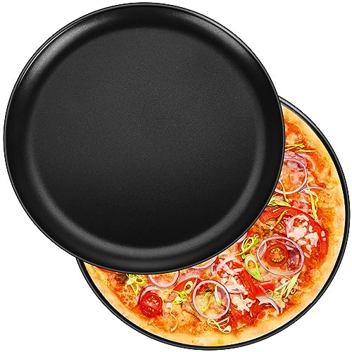 P&P CHEF 30,5 cm Pizza-Pfanne, 2er-Set, antihaftbeschichtet, runde Pizza-Pfannen Backformen für Ofen, stabiler Edelstahlkern für gleichmäßiges Backen, gesund & leicht zu reinigen, Schwarz von P&P CHEF