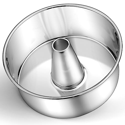 P&P CHEF Angel Food Kuchenform, 25,4 cm, runde Backrohrform zum Backen von Pfund Kuchen, konisches hohles und einteiliges Design, Edelstahlkern & strapazierfähig, ofenfest, silberfarben von P&P CHEF