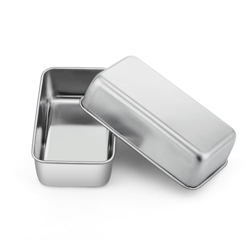 P&P CHEF Kastenform 2er-Set, 22.9 cm Brotformen, Edelstahl, Kasten, Toast, Backformen für Brot, Hackbraten, Lasagne, Kuchen, tiefe Seite und glatte Rolle, ofen- und spülmaschinenfest von P&P CHEF