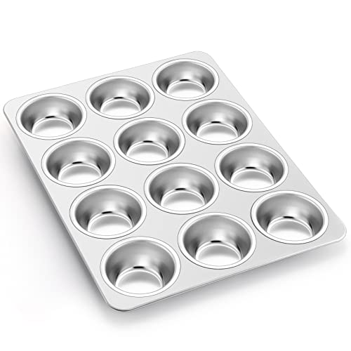 P&P CHEF Muffinform Cupcake Backform Set, Edelstahl Muffinblech für Mini-Kuchen, Tart Quiche, ofen- und spülmaschinenfest, ungiftig und robust, (12 Tassen, 1 Stück) von P&P CHEF