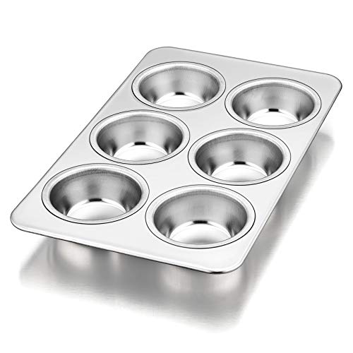 P&P CHEF Muffinform Cupcake Backform Set, Edelstahl Muffinblech für Mini-Kuchen, Tart Quiche, ofen- und spülmaschinenfest, ungiftig und robust, (6 Tassen, 1 Stück) von P&P CHEF
