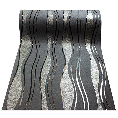 P & S PROFESSIONAL DETAIL PRODUCTS 13191-20 13191-30 Tapete hochwertige Vlies Tapete coole Retro-Welle mit silber, Schwarz von P & S PROFESSIONAL DETAIL PRODUCTS