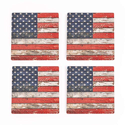 American Flagge Distressed Holz Look Set von 4 Keramik Untersetzer Pack von P. Graham Dunn