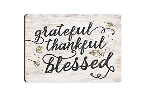 P. Graham Dunn Grateful Thankful Blessed Whitewashed Cream Kühlschrankmagnet aus Holz, 4 x 3 cm von P. Graham Dunn