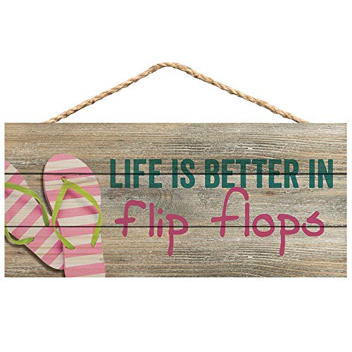 Wandschild aus Holz mit Aufschrift "Life is Better in Flip Flops", 25,4 x 11,4 cm von P. Graham Dunn