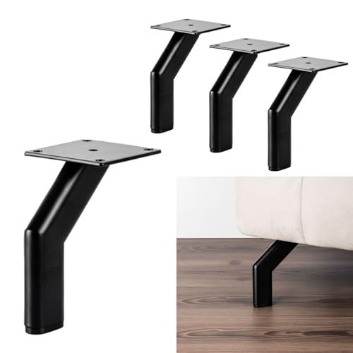 P17 - Hiroshi | Set 4 Metallfüße +16 Schrauben | Farbe: Chrom Glänzend | Höhe: 12 cm | Material: Metall | Beine für Sofas, Möbel, Kleiderschränke, Sessel | Metallfüße für Möbel von P17