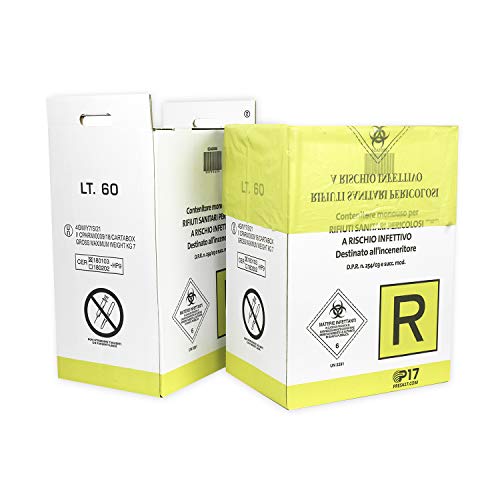 P17 | Medizinische Mülltonnenbox | 10 Stück x 60 L | Einwegbehälter für Sanitärabfälle gefährlich durch Infektionsgefahr | Behälter für Medizinprodukte, Verbände und Medizinabfälle von P17