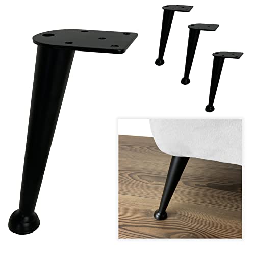 P17 | Modell Lilli | Set 4 Füße + 16 Schrauben | matt schwarz | Höhe 18 cm | Beine für Sofa, Möbel, Schränke, Sessel | Metallfüße für modernes und Elegantes Design | von P17