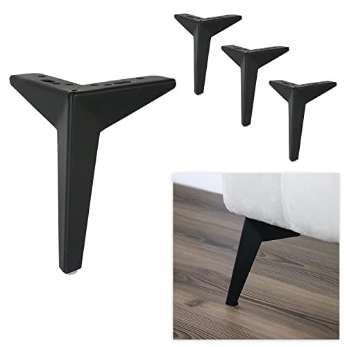 P17 - Stardust | Set 4 Füße +16 Schrauben | Farbe: Matt-Schwarz | Höhe: 18 cm | Beine für Sofas, Möbel, Kleiderschränke, Sessel von P17
