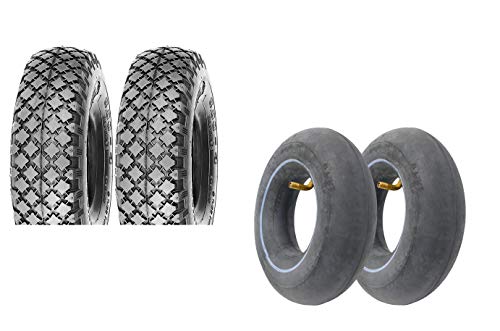 P4B | 2x Sackkarren Reifen Set mit Schläuchen | Reifen mit 3.00-4/260 x 85 Blockprofil | In Schwarz von P4B