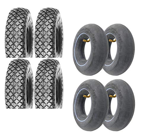 P4B | 4x Sackkarren Reifen Set mit Schläuchen | Reifen mit 3.00-4/260 x 85 Blockprofil | In Schwarz von P4B