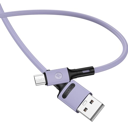 P4Y MicroUSB-Kabel für schnelles Aufladen und Datenübertragung 2A 480 Mbps Eingebauter Smart Chip Materialien: TPE mit Kupferkern 1m lila US-SJ435 U52 von P4Y