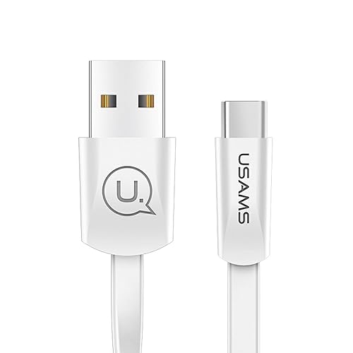 P4Y US-SJ200 USB-C Flachkabel für Datenübertragung und Aufladung Material: TPE/PVC/Kupfer Schnellladung 2A Smart Chip 1.2m Weiß von P4Y