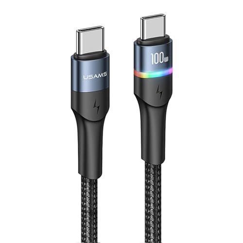 P4Y USB-C zu USB-C US-SJ537 U76 Kabel zum Aufladen und zur Datenübertragung Schnelles Aufladen 100W PD Material: Aluminium + TPE + Nylon Dateiübertragungsgeschwindigkeit bis zu 480 Mbps 1.2m Schwarz von P4Y