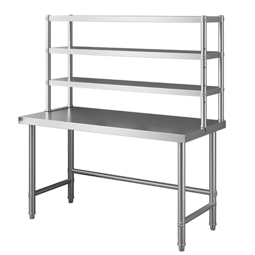 Multifunktionaler Küchenvorbereitungstisch, Edelstahl-Arbeitstisch, Gewerbliche Werkbank Mit Verstellbaren Regalen, 3-Stufiger Arbeitstisch Mit Überregalen Multifunktionaler Küchenvorbereitungstisch, Edelstahl-Arbeitstisch, Gewerbliche Werkbank Mit Verstellbaren Regalen, 3-Stufiger Arbeitstisch Mit Überregalen von PA-DABAOO