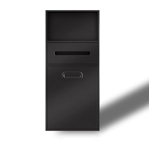 PA-DABAOO Badezimmer-Mülleimer, Ausklappbarer Mülleimerschrank, Duschnische Aus Edelstahl Mit Mülleimer, Aufbewahrungsregal Für Toilettenpapier Und Toilettenartikel,Schwarz von PA-DABAOO